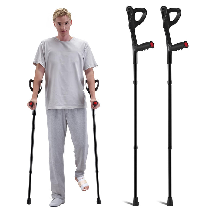 VEVOR Forearm Crutches for Adults, Folding Walking Forearm Crutches with 10-Level Adjustable Height, Lightweight Aluminum Medical Crutches with Open Cuff for Leg Injury Surgery Disabled, 1 Pair 350LBS