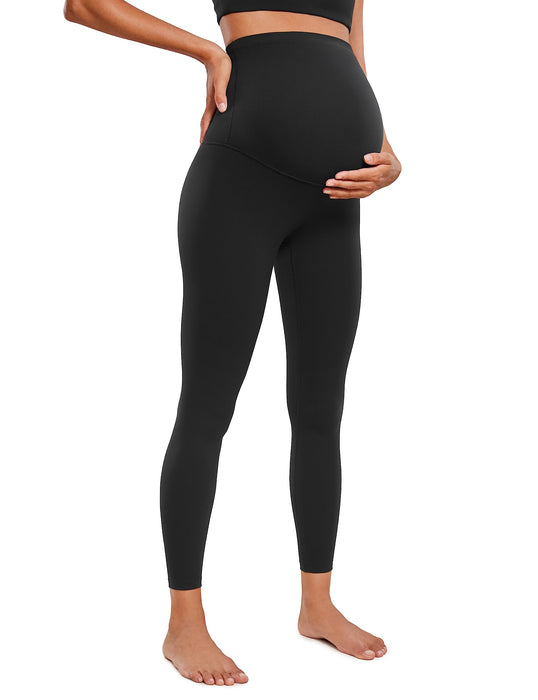 CRZ YOGA Womens Butterluxe Maternity Leggings Over The Belly 25" - Buttery Soft Workout Activewear Yoga Pregnancy Pants Black Medium