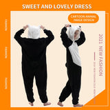 COSUSKET Fitted Unisex Adult Bear Onesie Pajamas, Halloween Sherpa Women's Cosplay Animal One Piece Costume White/Black