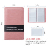 Sooez Leather Professional Business Card Book Holder Organizer, 240 Card Capacity PU Name Card Credit Cards Booklet (Pink)