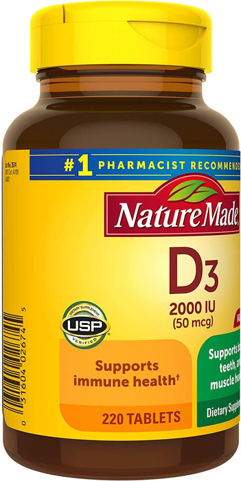 Nature Made Vitamin D3 2000 IU, Value Size, 220-Count (Pack of 2)