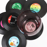 homEdge Vinyl Record Coasters, 6 Pieces of Retro Style Vinyl Coasters