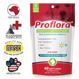 Proflora Probiotics for Dogs-Complete Gut Health & Immune Support. Easy to Use Digestive Multi-Strain Probiotics. Easier Diet Transitions, Healthier Skin & Coat & Helps Treat Diarrhea. 60 Soft Chews