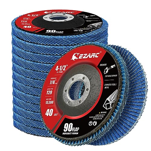 EZARC Flap Discs 40 Grit, 4.5" x 7/8" High Density Jumbo Zirconia Flap Sanding Disc Type 29 for Sanding, Rust Removal, Finishing, Grinding, Deburring (12 Pack)