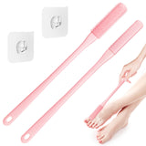 TOPHOME 2 Pack Toe Cleaning Brush,Silicone Foot Scrubber for Shower with 15.7" Long Handle Soft Cleaning Bath Brush Feet Cleaner Scrub Foot Care for Seniors,Elderly, Men and Women (Pink)