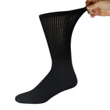 6 Pairs of Cotton Diabetic Non-Binding Neuropathy Crew Socks (Black, Fits Mens Shoe Size 8-10/Womens shoe size 9-11)