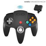 Wireless N64 Controller, 2.4GHZ Retro Wireless Remote Joystick Rechargeable Game Pad Controller Compatible with N64 System Video Console (Black)