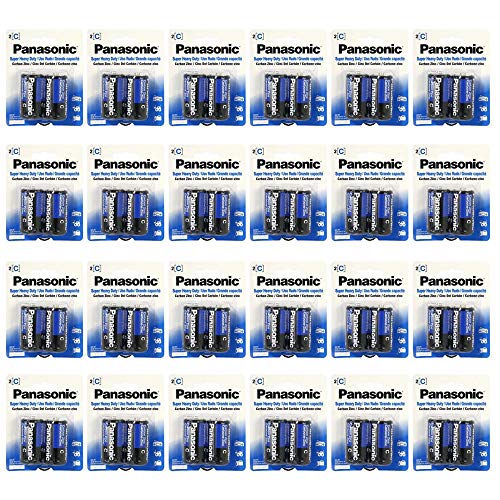 24 Pack Panasonic Super Heavy Duty C Batteries Retail Packaging