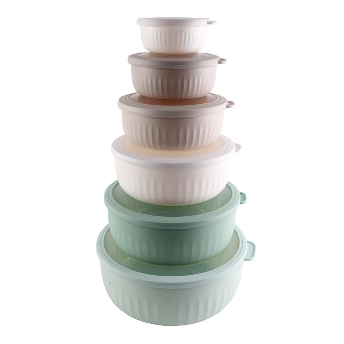 COOK WITH COLOR Prep Bowls with Lids- Wide and Deep Nesting Plastic Small Mixing Bowl Set with Lids, 12 Piece Set - Wide Bowls, Mint