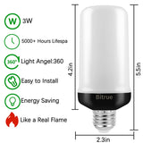 Bitrue LED Flame Effect Light Bulb, 4 Modes Flame Light Bulbs, E26 Base Fire Light Bulb with Gravity Sensor,Flickering Light Bulbs Halloween Home Party (2 Pack)