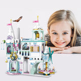 HEGOAI Princess Ice City Castle Building Sets, Friends House Building Blocks Toys for Girls, Advent Calendar 2023 Ideas Gift for Kids, 570 Pieces Mini Brick