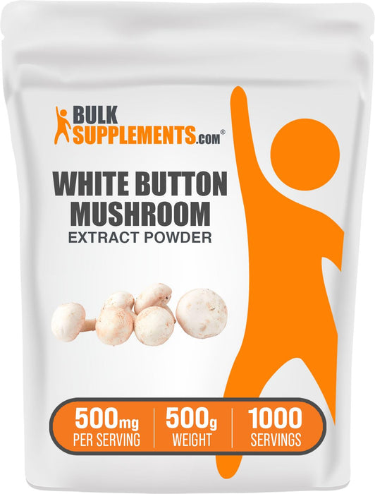 BulkSupplements.com White Button Mushroom Extract Powder - Mushroom Supplement, Agaricus Mushroom Powder - Gluten Free, 500mg per Serving, 500g (1.1 lbs) (Pack of 1)