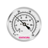 GOATACURA Bimetal Thermometer, Full Stainless Steel, 3" Dial Size, 4" Stem, 1/2" NPT Back Mount, 0-250 Deg F/-20-120 Deg C, 1% Accuracy