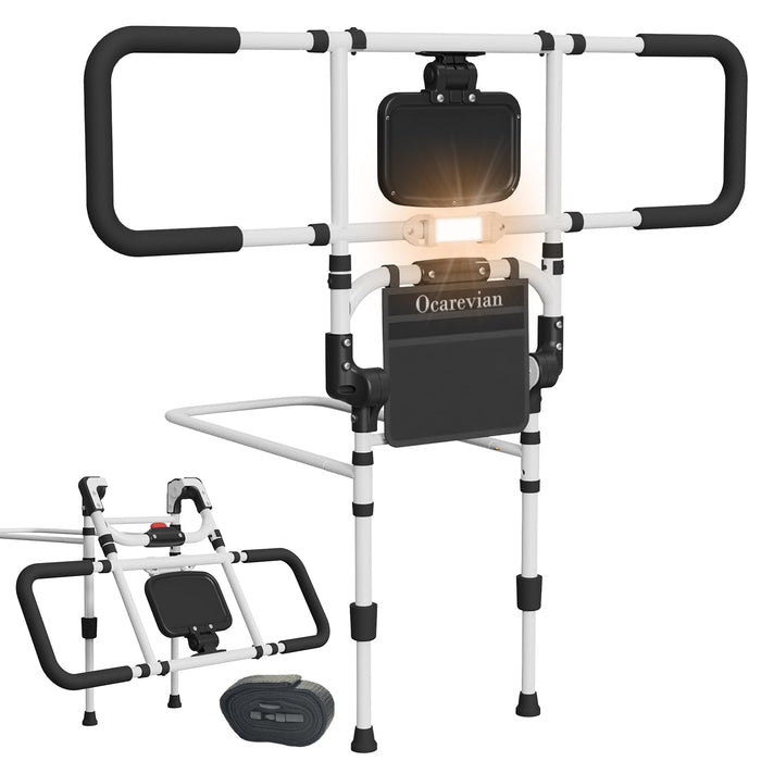 Bed Rails for Elderly Adults Safety, Foldable Bed Rail with Storage Pocket, Light, Secure Strap, Bed Guard Rails for Adults, Suitable for Twin Full Queen King Bed, Height & Width Adjustable