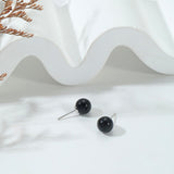 Black Onyx Earrings for Women 8mm Sterling Silver Hypoallergenic Obsidian Stud Earrings Handmade Gemstone Earrings Obsidian Jewelry Christmas Gifts for Women Girls