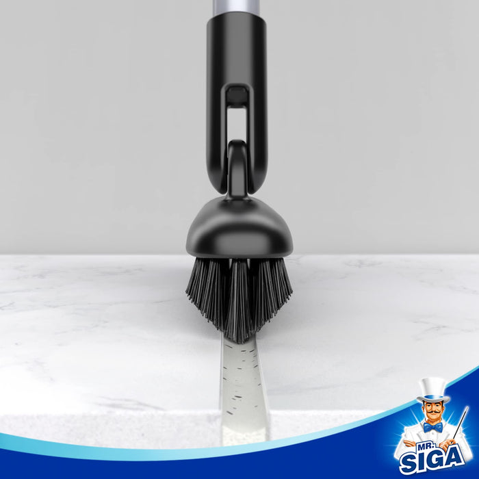 MR.SIGA Heavy Duty Grout Scrub Brush with Long Handle, Shower Floor Scrubber for Cleaning, Tile Scrub Brush with Stiff Bristles