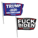 Trump 2024 Flag, 3x5 Feet Trump Flag Save American Again & Fuck Biden,Trump Flag with Brass Buttonhole 100D Polyester Yarn UV protection Fade Resistant for Indoor Outdoor