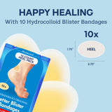 Dr. Frederick's Original Better Blister Bandages - 10 ct Heel Pack - Water Resistant Hydrocolloid Bandages for Foot, Heel Blister Prevention & Recovery - Blister Pads