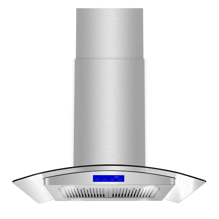 COSMO COS-668ICS750 30 in. Lumin Collection 380 CFM Ducted Island Range Hood, Soft Touch Controls, LED Lights, Stainless Steel
