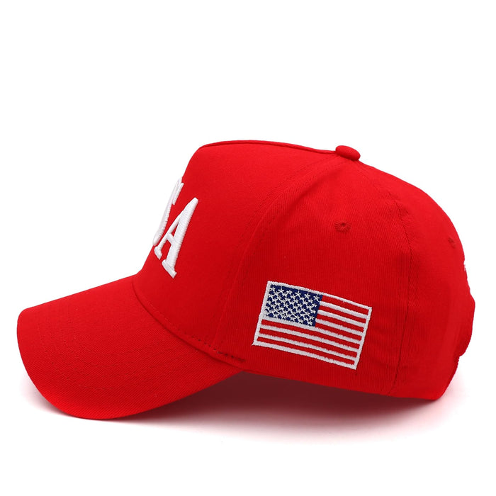 USA 3D Embroidered Dad Hat Trump 2024 MAGA Hat Make America Great Again Donald Trump Slogan with USA Flag Cap (Red USA Hat)