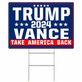 Shmbada Trump Vance 2024 Take America Back Yard Sign with Metal Stake - 20 x 14 Inch Double Sided Outdoor Decorative Trump Signs for Garden Yard Lawn House