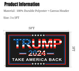 Trump 2024 Flag Take America Back Black - Double Sided Donald Trump Flags 2024-3x5 Outdoor 200D Polyester with Durable Canvas Header and 2 Brass Grommets for Indoor Outdoor