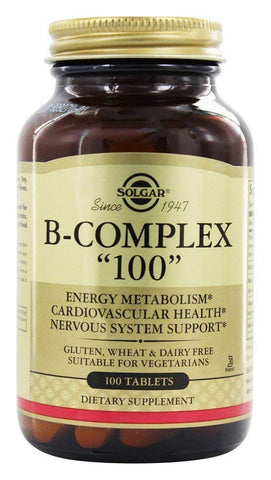 SOLGAR B-Complex 100" - 100 Tablets - Energy Metabolism, Cardiovascular Health, Nervous System Support - Non-GMO, Vegan, Gluten Free - 100 Servings