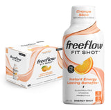 Freeflow Fit Energy Shots, Orange Slice, Natural Caffeine Boost with L-theanine, Ginseng, Vitamins, Prebiotics, Electrolytes (6 Count, 2oz Shots)