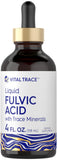 Fulvic Acid Drops 4 fl oz | Liquid Trace Minerals | Ionic Supplement | Vegetarian, Non-GMO & Gluten Free | by Vital Trace