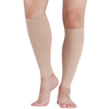 LIN PERFORMANCE Medical Calf Compression Sleeve for Women and Men 15-20 mmHg Lightweight Footless Socks for Nurses Pregnant Travel Flight Varicose Vein (Beige,M)