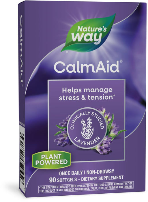 Nature's Way CalmAid, Helps Manage Stress and Tension, Clinically Studied Lavender, Non-Drowsy, 90 Softgels