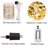 RESNICE LED Plug in Fairy String Lights 100FT Waterproof Warm White String Lights 300 LED Remote Control for Living Bed Room, Backyard, Patio, Garden, Porch, Wedding or Christmas Decorating