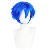 Anogol Hair Cap + Short Blue Men's Cosplay Wig Synthetic Wig for Halloween Christmas Event Costume Party