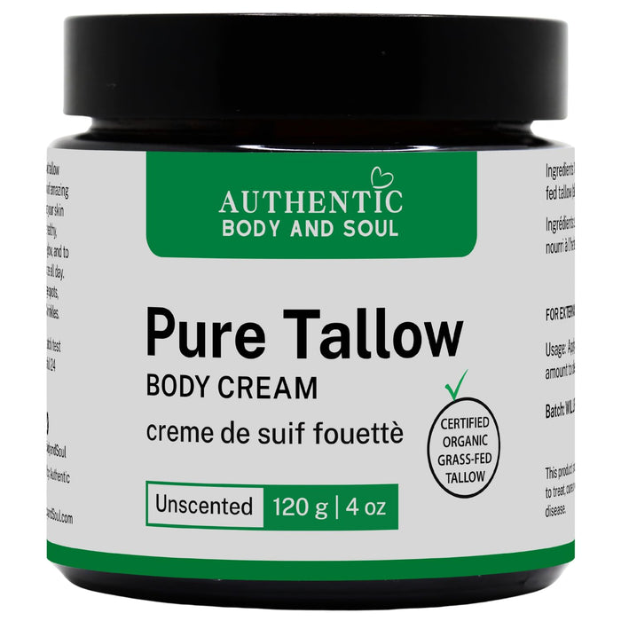 Certified Organic Beef Tallow Skin Cream - 1 Ingredient Tallow Cream Moisturizer for Sensitive Skin to Soothe the Effects of Eczema, Rosacea and Baby. (Unscented)