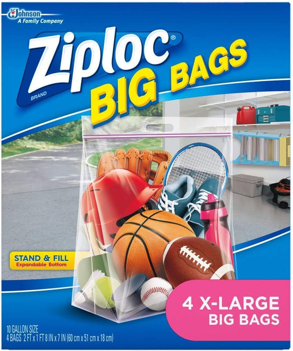 Ziploc Stand and Fill Big Bags, XL Big Bags, 4 Count (Pack of 2)