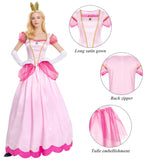 Princess Peach Costume Women Halloween Cosplay Adult Pink Dress Outfit XL