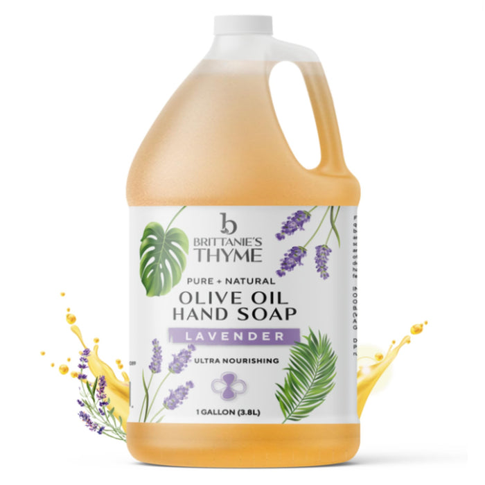 Brittanie's Thyme Organic Olive Oil Castile Liquid Soap Refill, 1 Gallon Lavender | Made with Natural Luxurious Oils, Vegan & Gluten Free Non-GMO, For Face, Body, Dishes, Pets & Laundry