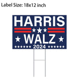 Harris Waltz 2024 Yard Sign Kamala Harris For President Yard Sign Election For Democracy 18x12 inches Outdoor Lawn Garden Sign Double Sided With H-shaped Metal Stake