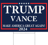 Large 18"x 12" Trump Vance 2024 Yard sign for USA President Election with Metal H-Stakes,MAGA Take America Back Signs, Vote for Republican, Double Sided Print for Outdoor Garden Decorations