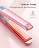 Wavytalk Salon Flat Iron Hair Straightener, Negative Ion Flat Iron with Titanium Plates Get Frizz-Free Hair, Dual Voltage Flat Iron (Rose Gold)