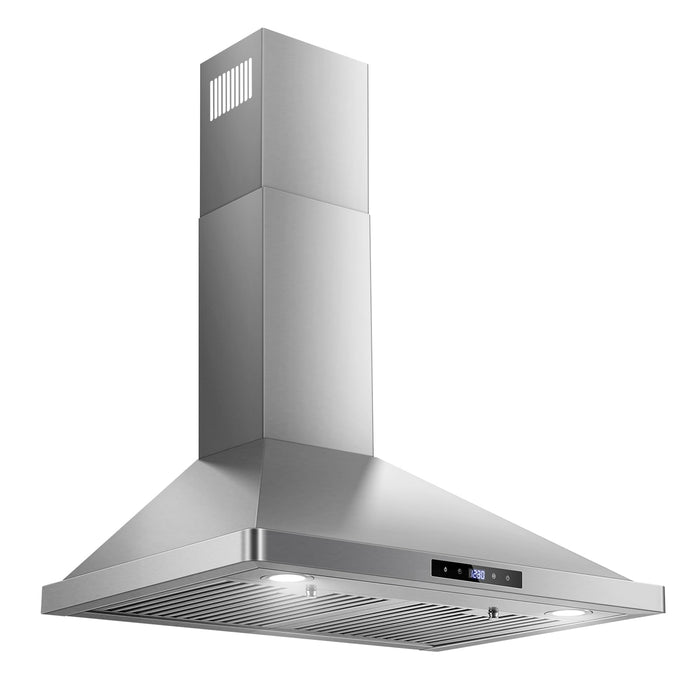 Wall Mount Kitchen Hood 30 inch, Ducted/Ductless Range Hood with Delayed Shutdown Function, 700CFM, 3 Speed Fan, Energy-saving LED Lights, Soft Touch Control, Stainless Steel Grease Filters