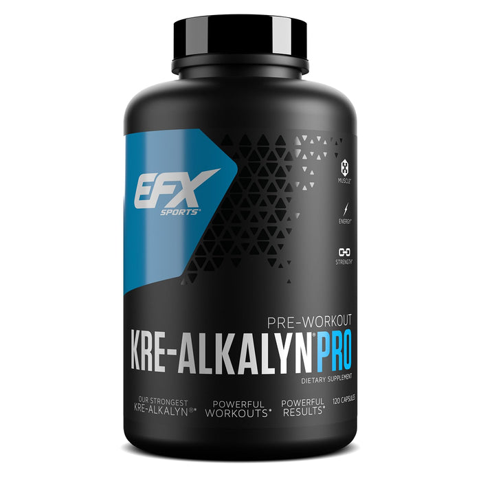EFX Sports Kre-Alkalyn Pro | pH Correct Creatine Monohydrate Pill Supplement | Muscle Building Pre Workout for Men & Women | 60 Servings, 120 Capsules