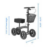 Medline All-Terrain Knee Walker 10” Pneumatic Tires, 350 lbs. Capacity, Black — for Leg & Foot Injuries, Crutches Alternative, 1 Ct.