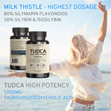 VINATURA TUDCA Milk Thistle 1250mg - Liver Support, Liver Health, Gallbladder Supplements *USA Made and Tested*, Tudca Supplement, Bile Salts Supplement, Liver Health Supplement - 90 Capsules