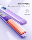 Wavytalk Pro Flat Iron Hair Straightener, 100% Pure Titanium Flat Iron for Easy Glide, Straightener and Curler for All Hairstyles, Dual Voltage Flat Iron for Hair (Purple)