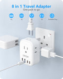 2 Pack US to UK Ireland Travel Plug Adapter, LENCENT Grounded Type G Outlet Adaptor with 4 USB Charger(2 USB C), 4 Outlets Converter for USA to Dubai Scotland British London England Hong Kong Irish