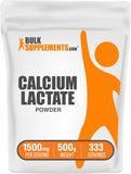 BulkSupplements.com Calcium Lactate Powder - Calcium Supplement, Calcium Lactate Food Grade - Calcium Lactate Supplement, 1500mg per Serving (200mg Calcium), 500g (1.1 lbs)