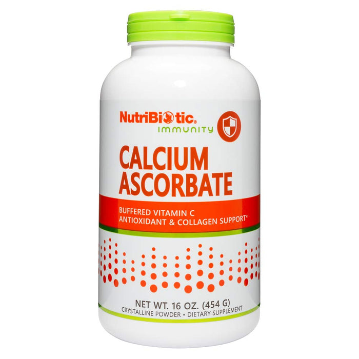 NutriBiotic - Calcium Ascorbate Vitamin C Powder, 16 Oz | Essential Antioxidant & Collagen Supplement Buffered with Calcium | Non-Acidic & Easier on Digestion Than Ascorbic Acid | Gluten & GMO Free