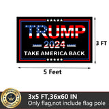 Trump 2024 Flags 3x5 Outdoor Made in USA- Double Sided 3 Ply Heavy Duty Black Take America Back Trump Flags Banner for Outside with 2 Brass Grommets Fade Resistant for Indoor Outdoor