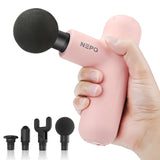 NEPQ Mini Massage Gun, SK6 Fascial Gun Portable Deep Tissue Percussion Muscle Back Head Massager for Pain Relief with 4 Massage Heads 4 Speed High-Intensity Vibration Rechargeable (Pink)